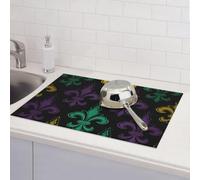 Tappetino scolapiatti 3D Fleur De Lis Mardi Gras per bancone della cucina, assorbente in microfibra, reversibile, lavabile, scolapiatti 45,7 x 61,7 cm, per decorare la casa, la cucina, la sala da