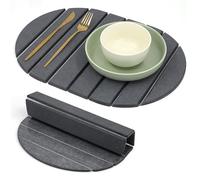 Tappetino Scolapiatti 40 x 30 cm - Tappetino Scolapiatti Assorbente in Terra Diatomacea per Cucina, ad Assorbimento Rapido e Asciugatura Veloce (Grigio Scuro, Ovale)