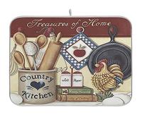 Tappetino Scolapiatti 41X46CM, Joy Of Cooking Rooster Eggs Country Tappetini Per Asciugare Antiscivolo Tappetino Macchina Caffe Multifunzione Tappetini Lavello Per Cucina Bancone