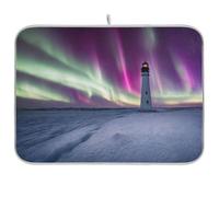 Tappetino Scolapiatti 41X46CM, Lighthouses Aurora Theme Tappetini Lavello Resistente Calore Tappetino Macchina Caffe Multifunzione Tappetini Per Asciugare Per Cucina Caffettiera