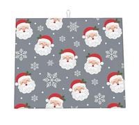Tappetino Scolapiatti 41X46cm, Santa Claus Holly Snowflake Dot Gray Tappetini Riutilizzabile Tappetino Per Asciugatura Per Posate Cucina Piano Di Lavoro