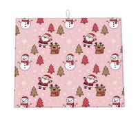 Tappetino Scolapiatti 41X46cm, Santa Claus Reindeer Snowmen Xmas Tree Snowflake Tappetini Resistente Al Calore Tappetino Per Asciugatura Per Tavoli Vetro Piatti