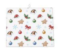 Tappetino Scolapiatti 41X46cm, Santa Hat Bows Holly Berry Snowflake Tappetini Resistente Al Calore Tappetino Lavello Cucina Per Tavoli Posate Cucina