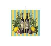Tappetino scolapiatti a base di erbe per bancone della cucina, stile vintage verde e giallo, assorbente scolapiatti in microfibra, per bancone della cucina, protezione da bar, 40,6 x 45,7 cm