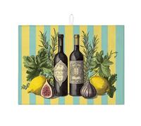 Tappetino scolapiatti a base di erbe per bancone della cucina, stile vintage verde e giallo, assorbente scolapiatti in microfibra, per bancone della cucina, protezione da bar, 45 x 61 cm