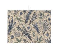 Tappetino scolapiatti a base di erbe per bancone della cucina, tappetino assorbente per scolapiatti con motivo floreale, in microfibra, stile vintage botanico, protezione per bar, 45,7 x 61 cm