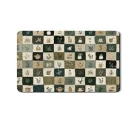 Tappetino scolapiatti a base di erbe per bancone della cucina, tappetino in gomma assorbente verde botanico rustico in pelle PU per protezione bar 30,5 x 50,8 cm