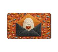 Tappetino scolapiatti a busta con fantasma di Halloween, simpatica zucca caramella assorbente in gomma scolapiatti tappetino divertente in pelle PU per decorazione cucina 30,5 x 50,8 cm