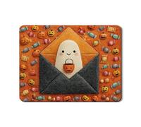 Tappetino scolapiatti a busta, motivo fantasma di Halloween, con simpatica zucca e caramelle, in gomma assorbente, divertente tappetino scolapiatti in pelle PU per decorazione della cucina, 45,7 x 61