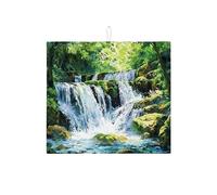 Tappetino scolapiatti a cascata per bancone della cucina, tappetino assorbente per scolapiatti ispirato alla natura, tappetino in microfibra serena per bancone della cucina, protezione da bar, 40,6 x