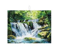 Tappetino scolapiatti a cascata per bancone della cucina, tappetino assorbente per scolapiatti ispirato alla natura, tappetino in microfibra serena per bancone della cucina, protezione da bar, 45 x 61