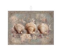 Tappetino scolapiatti a conchiglia, per bancone della cucina, tappetino assorbente vintage floreale scolapiatti in microfibra per decorazione bancone della cucina, 45,7 x 61 cm