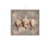 Tappetino scolapiatti a conchiglia, per bancone della cucina, tappetino assorbente vintage floreale scolapiatti in microfibra per decorazione bancone della cucina, 40,6 x 45,7 cm
