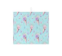 Tappetino scolapiatti a cono floreale per bancone della cucina, tappetino assorbente per scolapiatti con fiori blu, farfalla primaverile vintage, in microfibra, protezione 40,6 x 45,7 cm