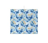 Tappetino scolapiatti a farfalla per bancone della cucina, tappetino assorbente blu floreale scolapiatti tappetino scolapiatti in microfibra primaverile per decorazione bancone 40,6 x 45,7 cm