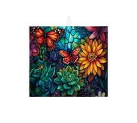 Tappetino scolapiatti a farfalla per bancone della cucina, tappetino assorbente colorato floreale scolapiatti tappetino scolapiatti tappetino in microfibra primaverile per protezione bar 40,6 x 45,7