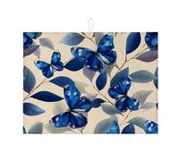 Tappetino scolapiatti a farfalla per bancone della cucina, tappetino assorbente per scolapiatti con farfalla blu, tappetino scolapiatti in microfibra primaverile per bancone della cucina, 45,7 x 61 cm