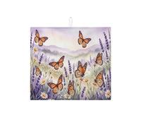 Tappetino scolapiatti a farfalla per bancone della cucina, tappetino assorbente per scolapiatti viola, tappetino scolapiatti in microfibra floreale primaverile per protezione bar 40,6 x 45,7 cm