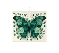 Tappetino scolapiatti a farfalla per bancone della cucina, tappetino assorbente verde floreale per scolapiatti in microfibra primaverile per protezione bar 40,6 x 45,7 cm