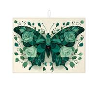 Tappetino scolapiatti a farfalla per bancone della cucina, tappetino assorbente verde floreale per scolapiatti in microfibra primaverile per protezione bar 45,7 x 61 cm