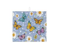 Tappetino scolapiatti a farfalla per bancone della cucina, tappetino scolapiatti assorbente con farfalla colorata, tappetino scolapiatti in microfibra primaverile per protezione bar 40,6 x 45,7 cm