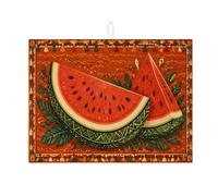 Tappetino scolapiatti a forma di anguria per bancone della cucina, design con frutta rossa e verde, assorbente, tappetino scolapiatti estivo in microfibra per bancone della cucina, 45,7 x 61 cm