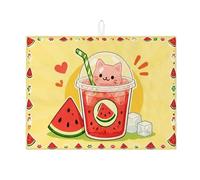 Tappetino scolapiatti a forma di anguria per bancone della cucina, grazioso tappetino assorbente per scolapiatti a forma di gatto, adorabile tappetino estivo in microfibra, 45,7 x 61 cm