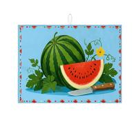 Tappetino scolapiatti a forma di anguria per bancone della cucina, tappetino assorbente verde e rosso, tappetino scolapiatti in microfibra decorativo con frutta estiva 45,7 x 61 cm