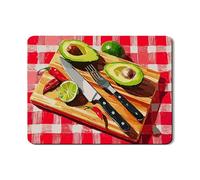 Tappetino scolapiatti a forma di avocado per bancone della cucina, in gomma assorbente, motivo scozzese rosso vivace, tappetino scolapiatti estivo tropicale in pelle PU, per bancone della cucina