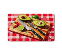 Tappetino scolapiatti a forma di avocado, per bancone della cucina, in gomma assorbente, motivo scozzese rosso vivace, tappetino scolapiatti estivo tropicale in pelle PU, per bancone della cucina