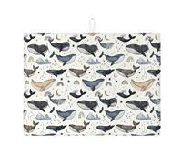 Tappetino scolapiatti a forma di balena, per bancone della cucina, tappetino assorbente blu marino, tappetino scolapiatti in microfibra per decorazione domestica, 45 x 61 cm