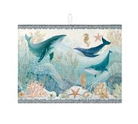 Tappetino scolapiatti a forma di balena, per bancone della cucina, tappetino assorbente per scolapiatti, in microfibra, per l'estate, 45,7 x 61 cm