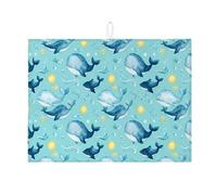 Tappetino scolapiatti a forma di balena, per bancone della cucina, tappetino assorbente per scolapiatti blu oceano, tappetino in microfibra per asciugatura a tema mare estivo, per bar, 45 x 61 cm
