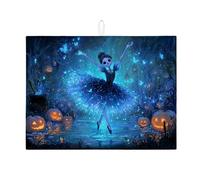 Tappetino scolapiatti a forma di ballerina di Halloween, per bancone della cucina, blu incantato, assorbente, tappetino scolapiatti in microfibra, 45,7 x 61 cm
