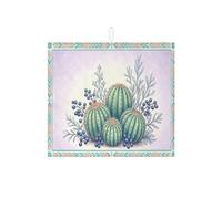 Tappetino scolapiatti a forma di cactus per bancone della cucina, colore verde vivace, assorbente, scolapiatti in microfibra bohémien, tappetino estivo in microfibra per la decorazione del bancone