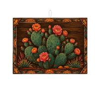 Tappetino scolapiatti a forma di cactus per bancone della cucina, tappetino assorbente per scolapiatti con motivo floreale di pesca, tappetino in microfibra rustico sud-occidentale per bar, 45,7 x 61
