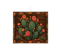 Tappetino scolapiatti a forma di cactus per bancone della cucina, tappetino assorbente per scolapiatti con motivo floreale di pesca, tappetino in microfibra rustico sud-occidentale per bar, 40,6 x