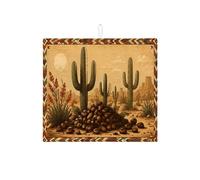 Tappetino scolapiatti a forma di cactus per bancone della cucina, tappetino assorbente rustico marrone, tappetino scolapiatti in microfibra della Boemia sud-occidentale per bar, 40,6 x 45,7 cm