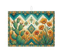 Tappetino scolapiatti a forma di cactus per bancone della cucina, tappetino assorbente verde e arancione, tappetino scolapiatti in microfibra della Boemia sud-occidentale per protezione della cucina