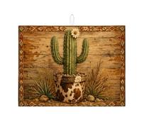 Tappetino scolapiatti a forma di cactus per bancone della cucina, tappetino scolapiatti assorbente rustico del deserto, tappetino in microfibra vintage sud-ovest per bancone della cucina, decorazione