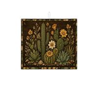 Tappetino scolapiatti a forma di cactus per bancone della cucina, tappetino scolapiatti assorbente verde rustico in microfibra floreale primaverile per protezione bar 40,6 x 45,7 cm