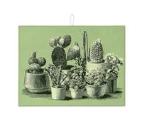 Tappetino scolapiatti a forma di cactus per bancone della cucina, tappetino scolapiatti assorbente vintage botanico in microfibra per scolapiatti in microfibra per gli amanti delle piante, 45,7 x 61