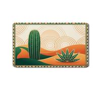 Tappetino scolapiatti a forma di cactus per bancone della cucina, verde e arancione, motivo geometrico astratto, tappetino scolapiatti in pelle sintetica sud-occidentale, 30,5 x 50,8 cm