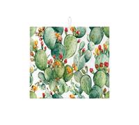 Tappetino scolapiatti a forma di cactus per bancone della cucina, verde fico d'india, tappetino scolapiatti assorbente in microfibra tropicale per cucina, bar, 40,6 x 45,7 cm