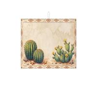 Tappetino scolapiatti a forma di cactus per bancone della cucina, verde vintage sud-occidentale, assorbente, tappetino scolapiatti in microfibra per deserto estivo, decorazione per bancone della