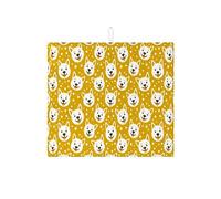 Tappetino scolapiatti a forma di cane carino per bancone della cucina, giallo brillante, assorbente, tappetino scolapiatti in microfibra, divertente e giocoso per proteggere il bar, 40,6 x 45,7 cm
