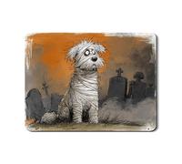 Tappetino scolapiatti a forma di cane di Halloween, per bancone della cucina, motivo mummia spettrale, assorbente, in gomma, tappetino scolapiatti divertente in stile cartone animato, decorazione per