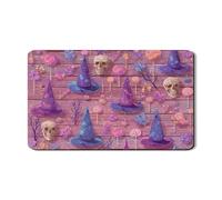 Tappetino scolapiatti a forma di cappello da strega di Halloween, in gomma assorbente, motivo floreale viola, tappetino per scolapiatti in pelle PU per proteggere il bancone della cucina, 30,5 x 50,8
