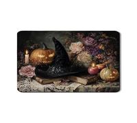Tappetino scolapiatti a forma di cappello da strega di Halloween, in gomma assorbente, motivo floreale vintage, tappetino scolapiatti decorativo autunnale per bancone della cucina, 30,5 x 50,8 cm