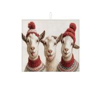 Tappetino scolapiatti a forma di capra per bancone della cucina, motivo a maglia rossa, assorbente, tappetino scolapiatti in microfibra, divertente per l'inverno, per cucina, bar, 40,6 x 45,7 cm